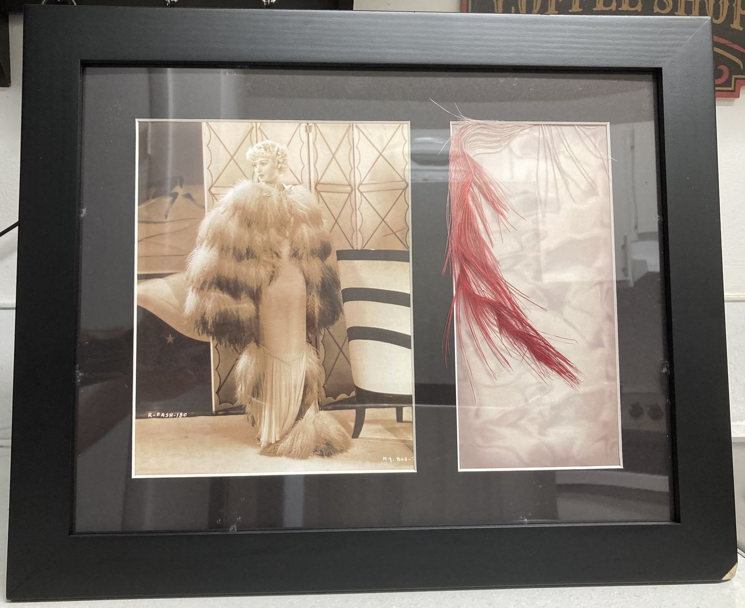 Lucille Ball Lithograph with Costume Feather from 1935 "Roberta" - Framed