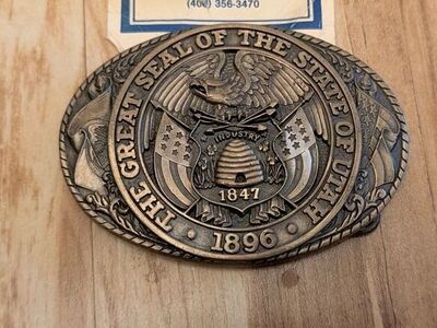 Tony Lama Utah State Seal belt buckle