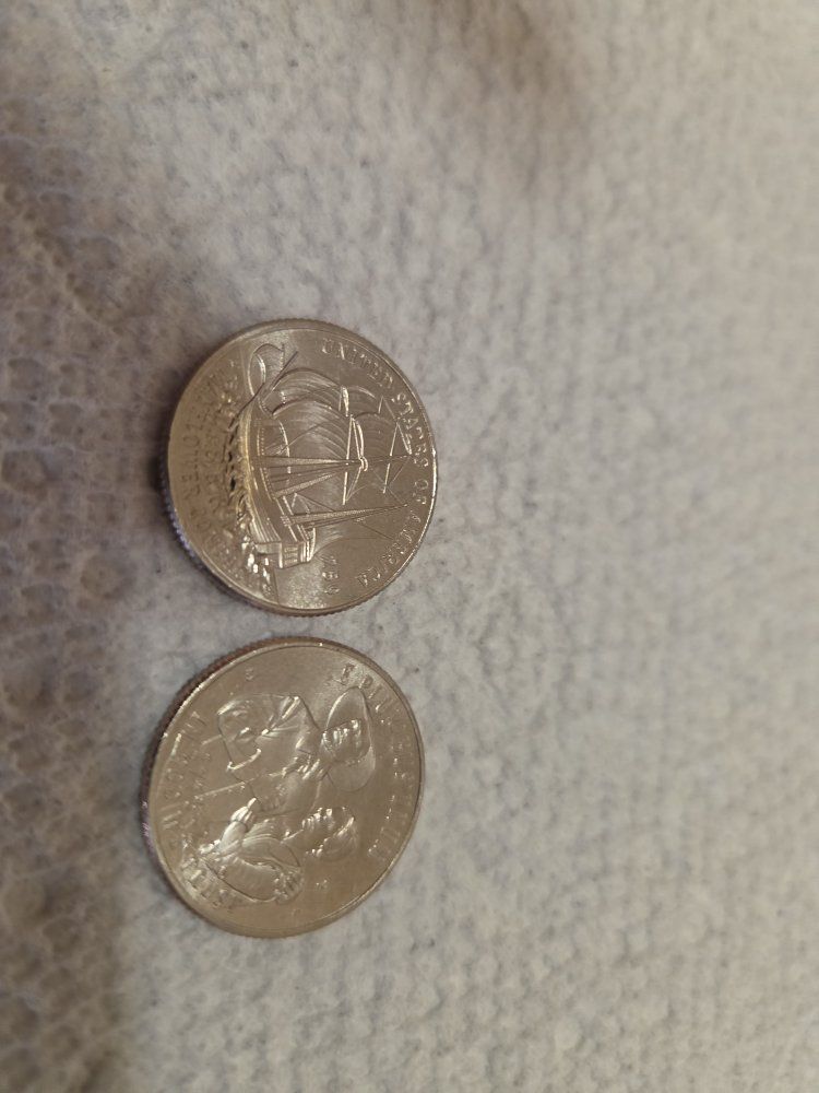 Mayflower quarters uncirclated 8dollars p&d set 2 coins