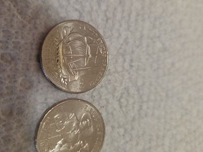 Mayflower quarters uncirclated 8dollars p&d set 2 coins