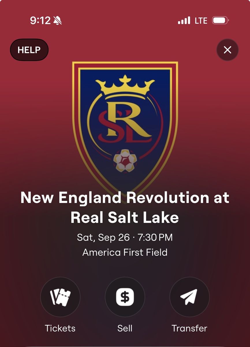  New England Revolution vs Real Salt Lake Tickets