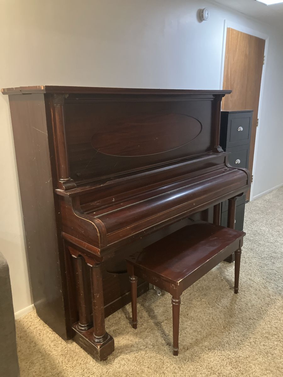 Antique solid mahogany full upright piano - free!