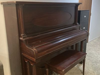 Antique solid mahogany full upright piano - free!