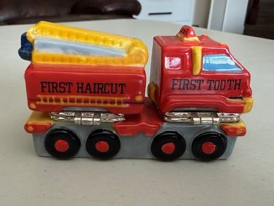 Firetruck Baby's First Tooth First Haircut by Mud Pie