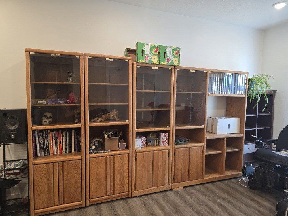 tv entertainment center wood and glass