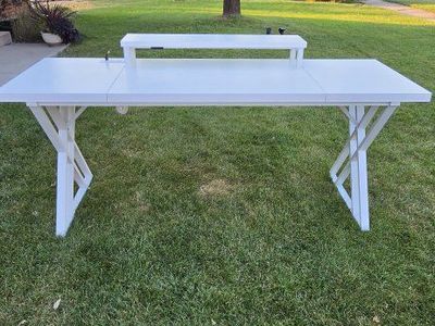 White Desk Riser Stand with Integrated Multi-Color LED Strip Light