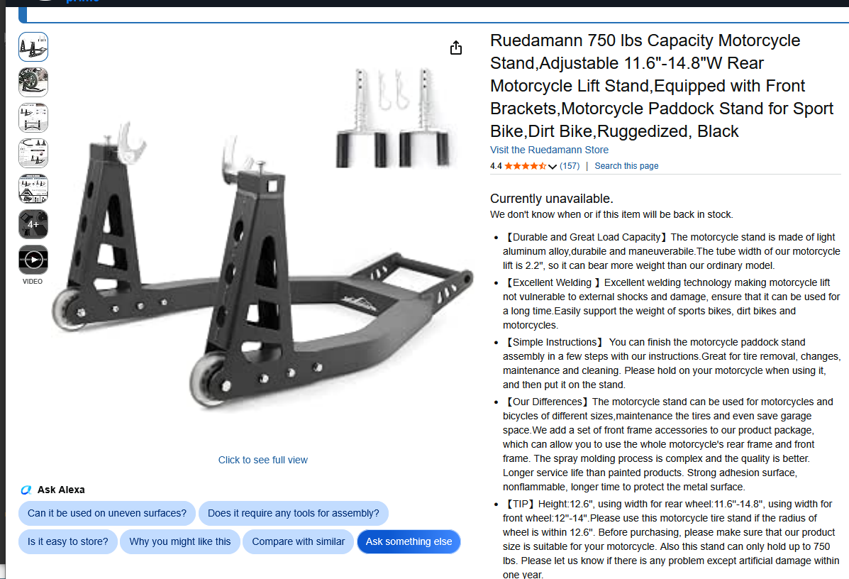 Ruedamann 750 lbs Capacity Motorcycle Stand,Adjustable