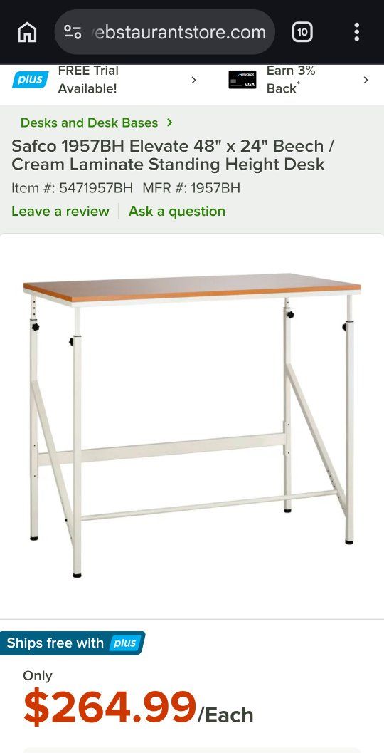 NEW Safco 1957BH Adjustable Standing Desk 48"x24"