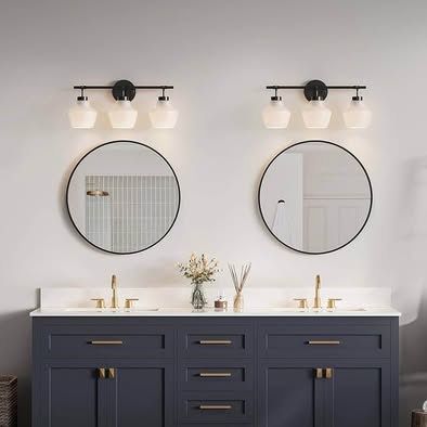2 Pack 24 Inch Black Round Bathroom Mirrors
