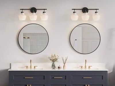 2 Pack 24 Inch Black Round Bathroom Mirrors