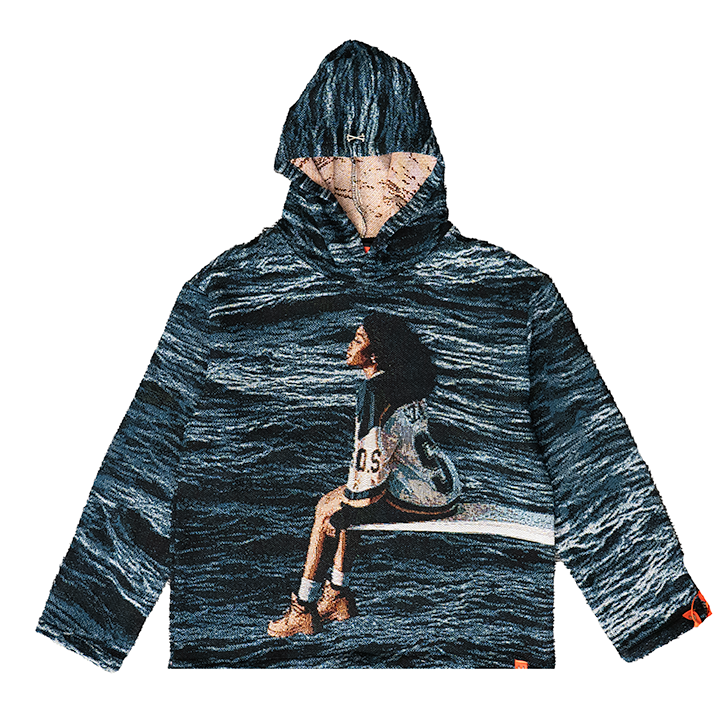 Brand X Studios SZA SOS Album Cover Woven Tapestry Hoodie Blue Large