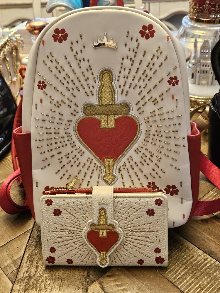 Disney Loungefly Snow White Magic Mirror Mini Backpack Red White Gold Accents New
