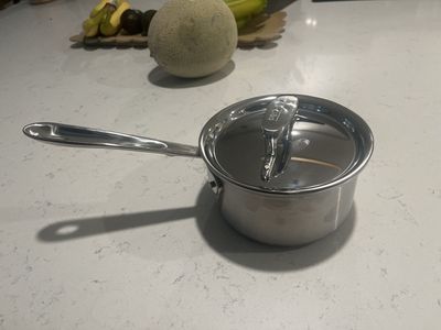 All-Clad D3 Stainless Steel 2QT Saucepan with Lid - Damaged Rim