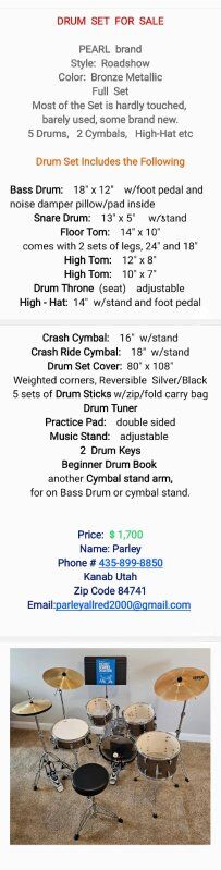 Drum Set For Sale