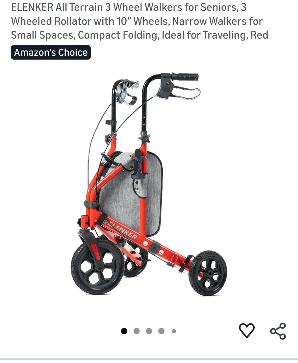3 wheel walker red