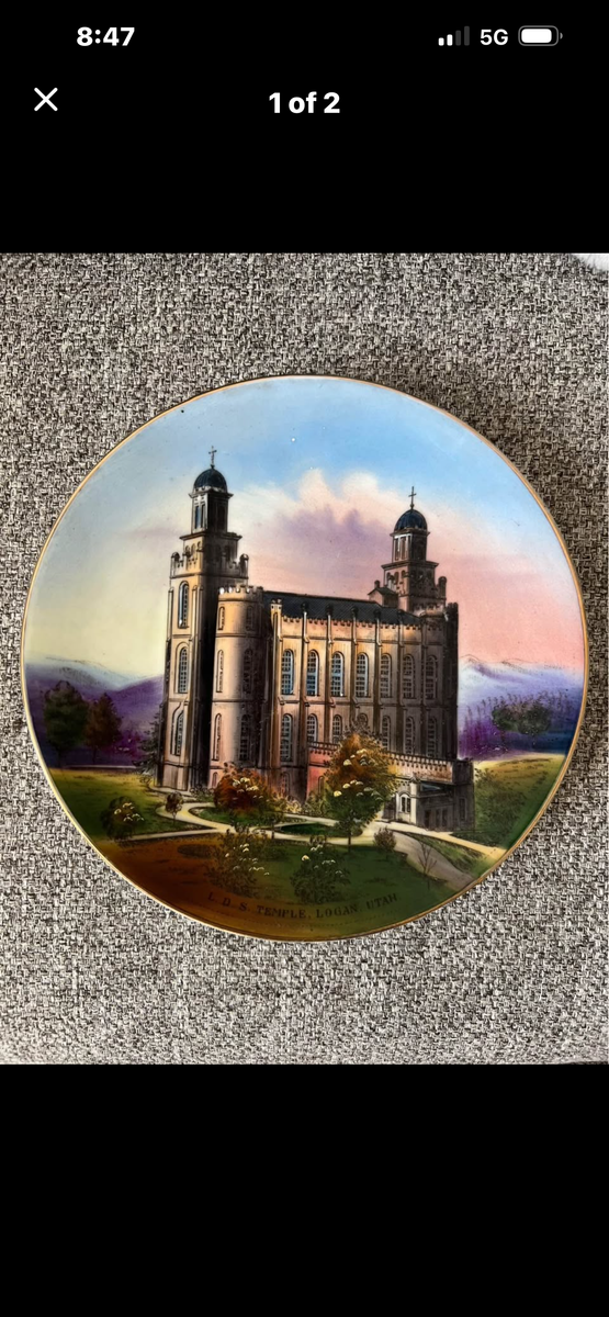 Vintage Hand Painted L.D.S. Temple Logan Utah Decorative Collector Plate Wilkinson & Son