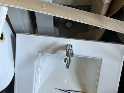 White Ceramic Bathroom Vanity Basin Sink Top with Chrome Faucet