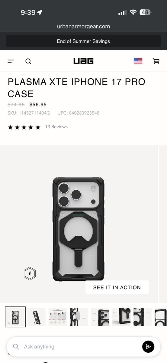 UAG Plasma XTE iPhone 17 Pro Case - Ash/Black