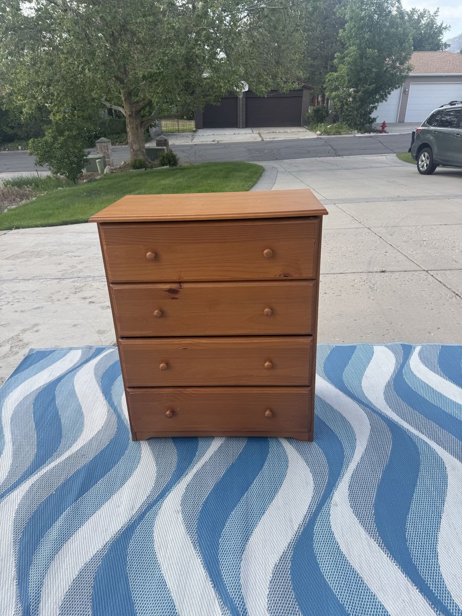 Brown 4 Drawer Wooden Dresser