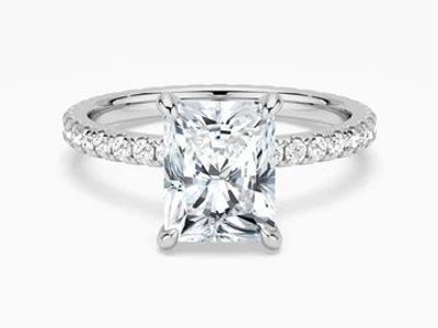MSBLUE 3 Carat Radiant Cut Moissanite Engagement Ring Size 7