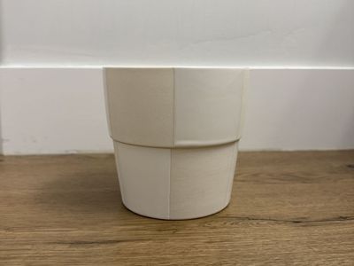 White and Tan Checker Pattern Plant Pot