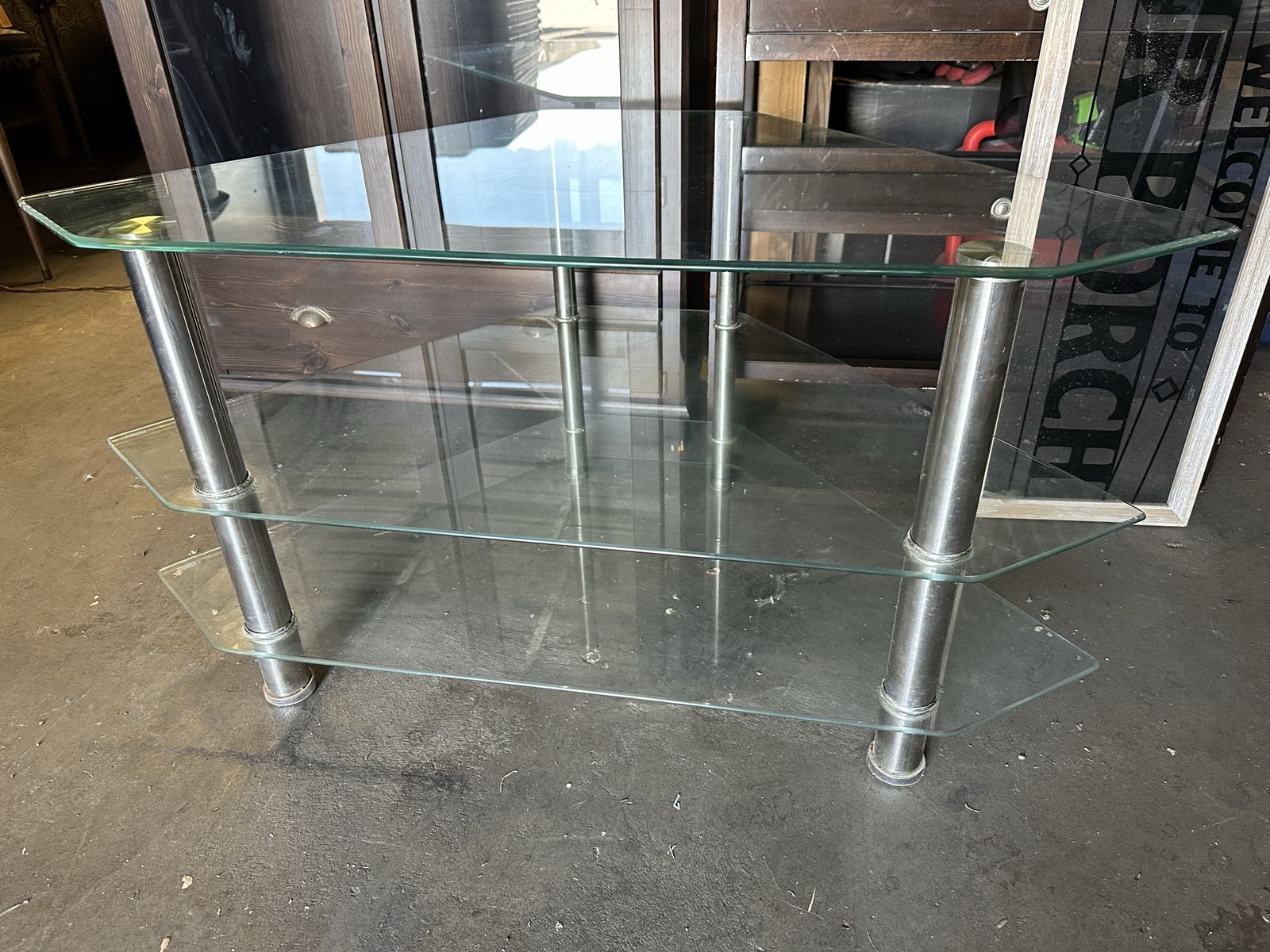 Glass Metal Corner TV Stand