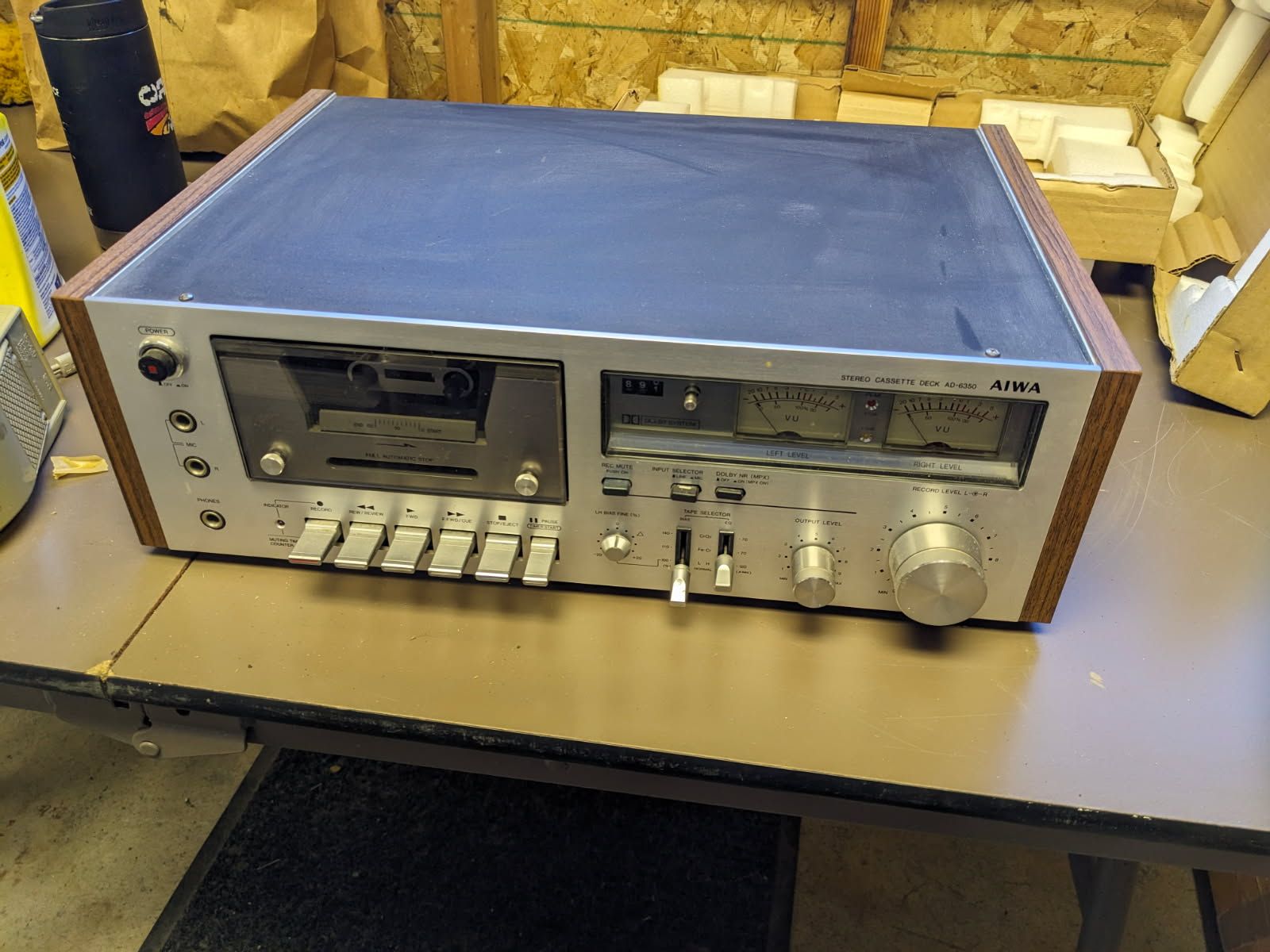Vintage AIWA AD-6350 Stereo Cassette Deck with Dolby System - Wood Grain Finish