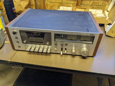 Vintage AIWA AD-6350 Stereo Cassette Deck with Dolby System - Wood Grain Finish