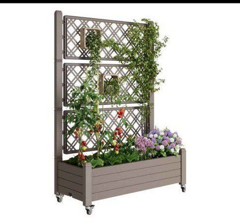 NEW BRAND GARDEN BED PLANTERS WITH TRELLIS AND WHEELS