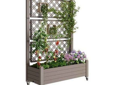 NEW BRAND GARDEN BED PLANTERS WITH TRELLIS AND WHEELS