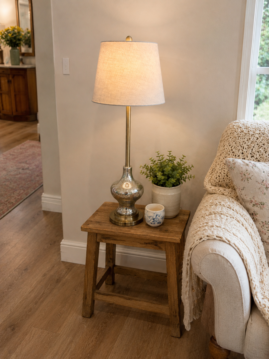 Tall Mercury Glass Table Lamp
