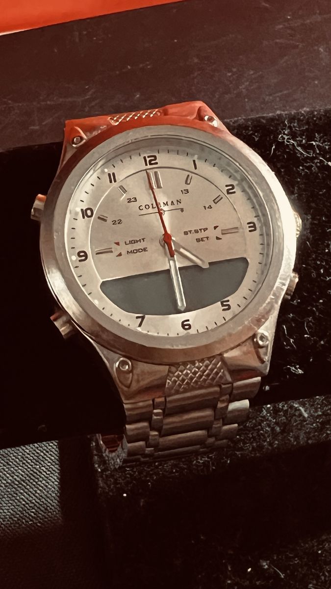 Coleman Analog-Digital Steel Watch with Silver Dial and Metal Bracelet