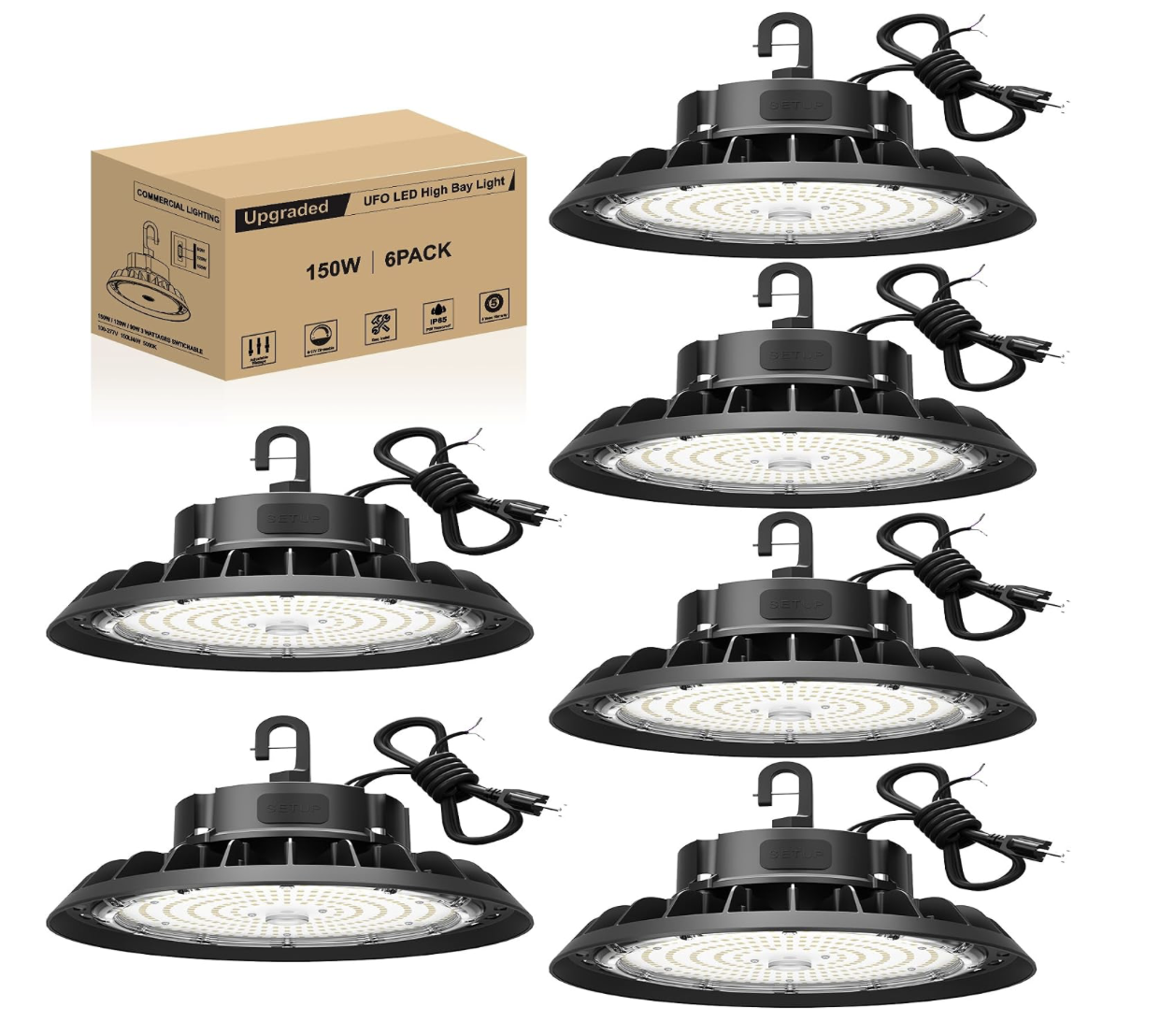 NEW UFO LED High Bay Light 150W 6 Pack, High Bay LED Shop Light