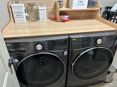 LG front load washer and dryer set.