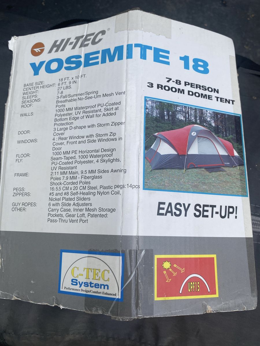 Hi-Tec Yosemite 18 3-Room Dome Tent 7-8 Person 18ft x 10ft