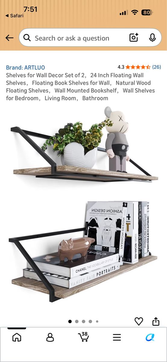 24” Floating Wall Shelves
