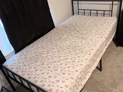 Twin bed frame and mattress