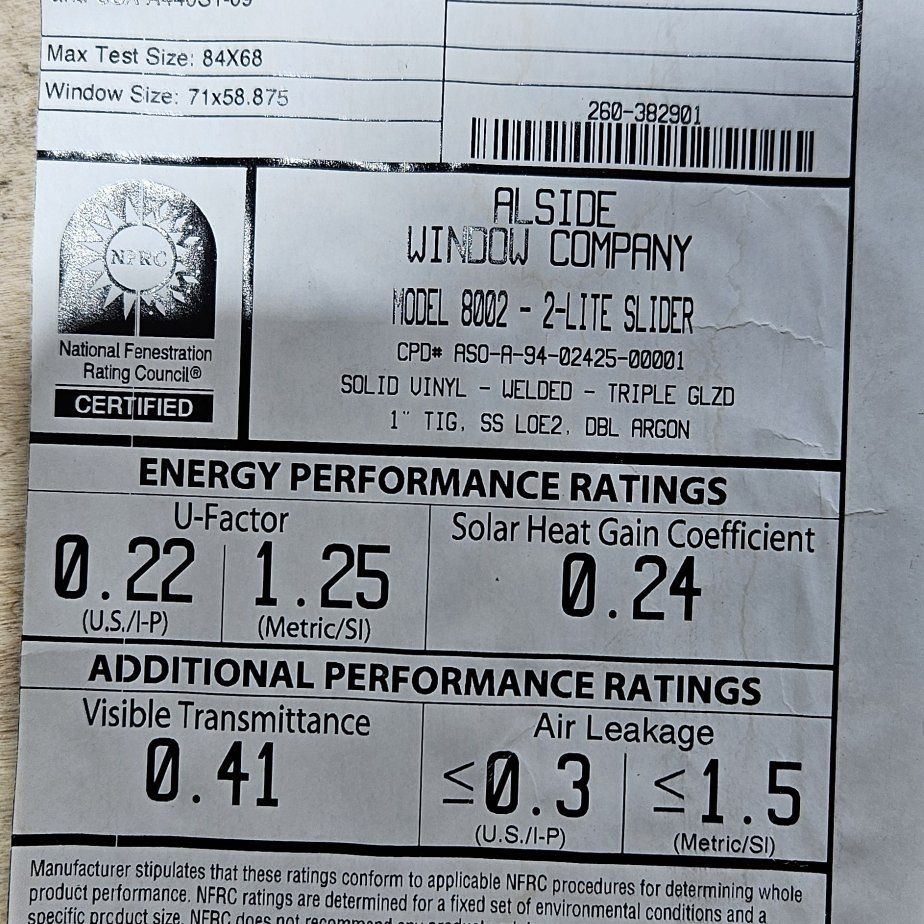 triple pane 84x68  low E vinyl windowss