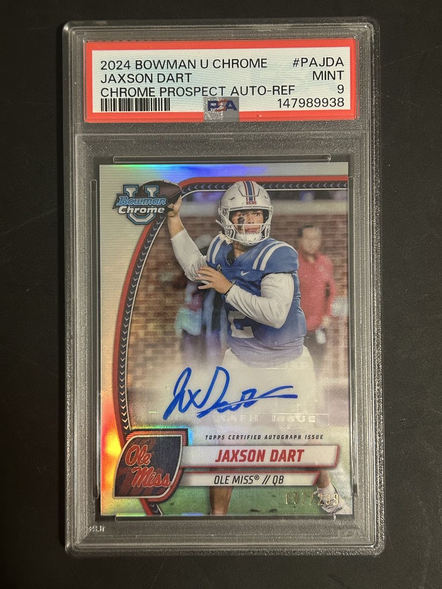 Jaxson dart signed bowman u chrome card psa 9 /299