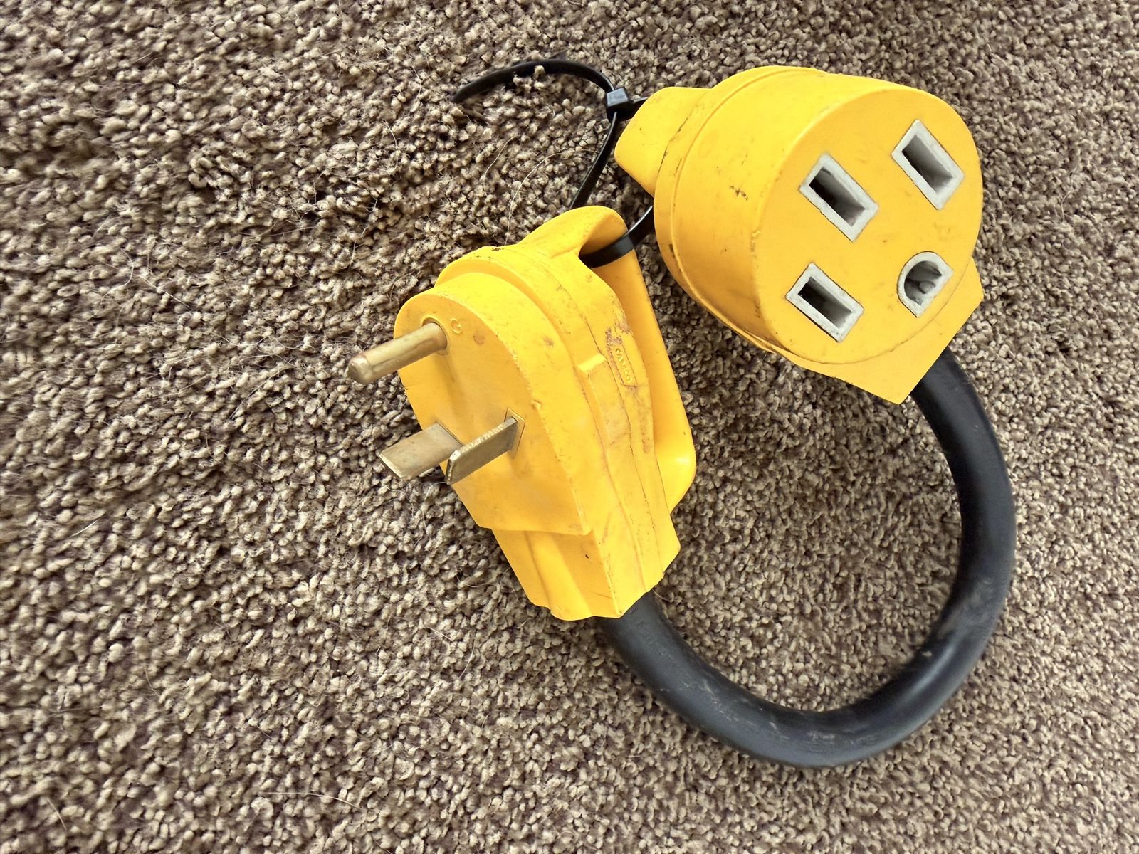 Qty3. RV 50 Amp to 30 Amp Power Cord Adapter Dogbone Electrical Plug Yellow Priced Per Each Unit