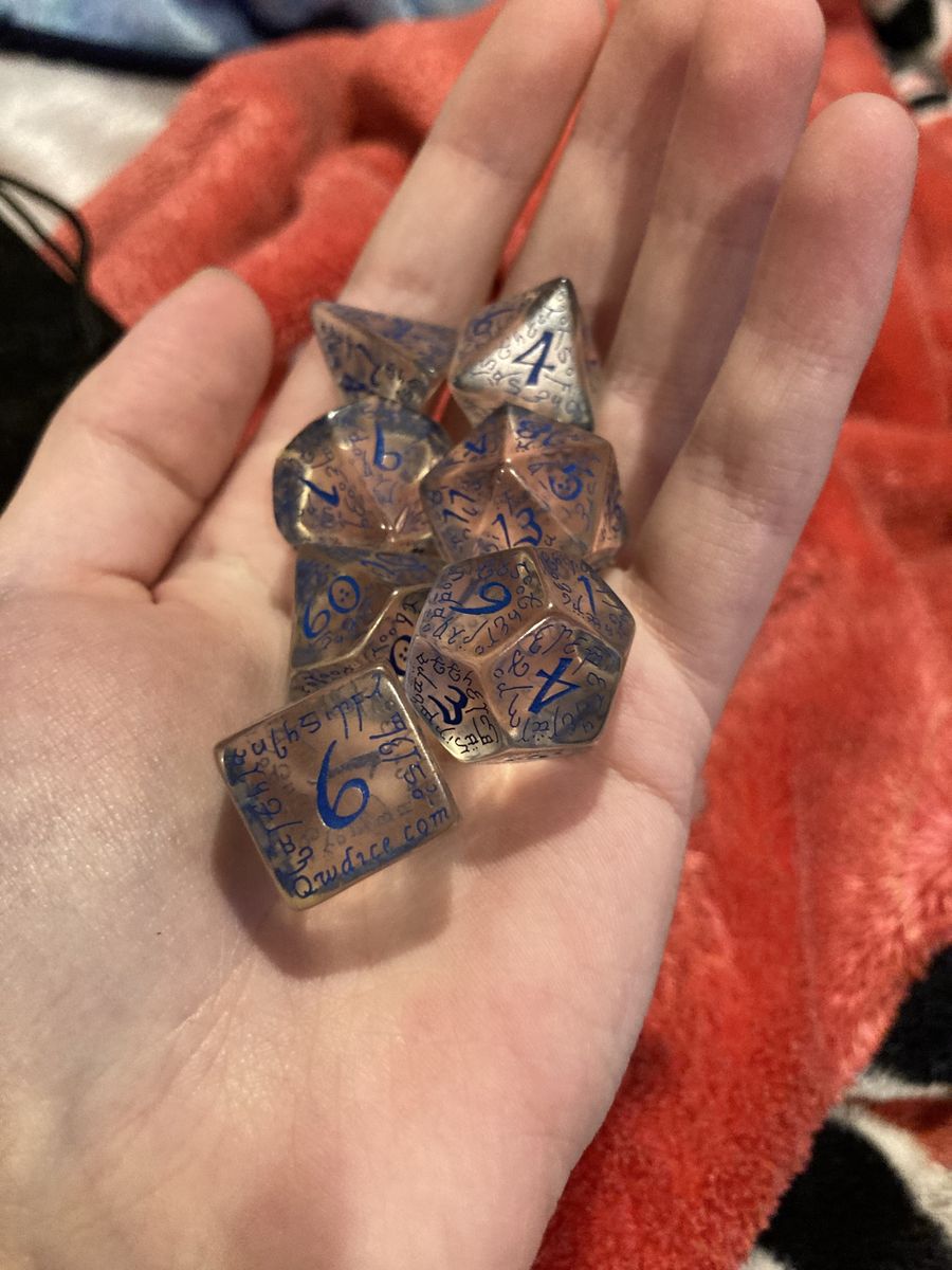 Transparent Blue-Marked D&D Dice Set
