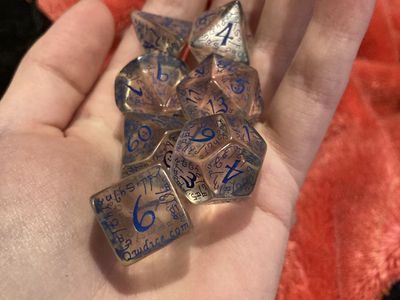 Transparent Blue-Marked D&D Dice Set