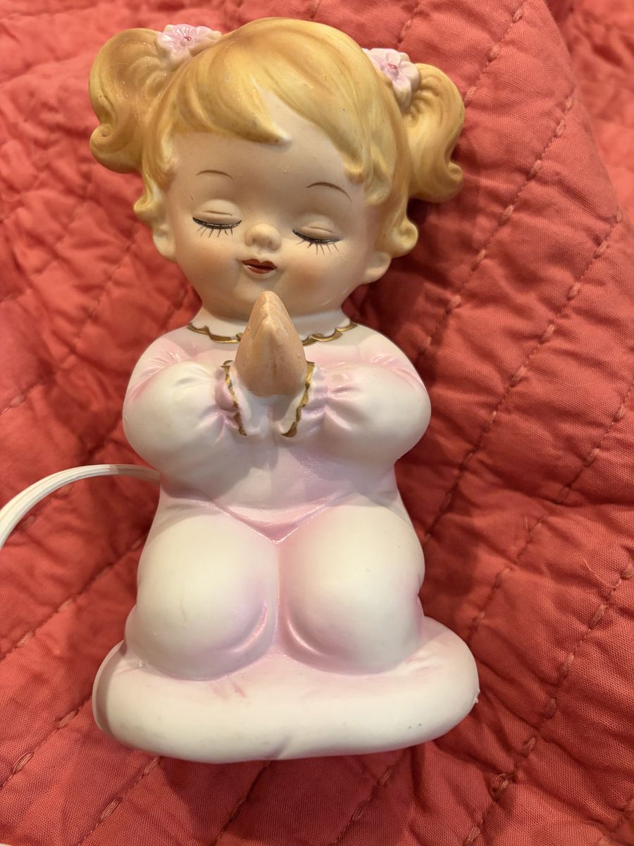 Antique Nightlight Of A Praying Child