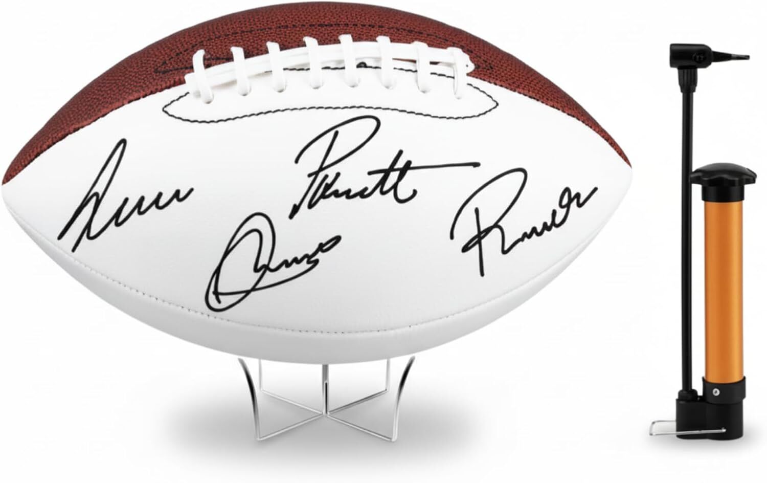 4pk Autograph Football with Acrylic Display Stand Air Pump Blank Gold Football