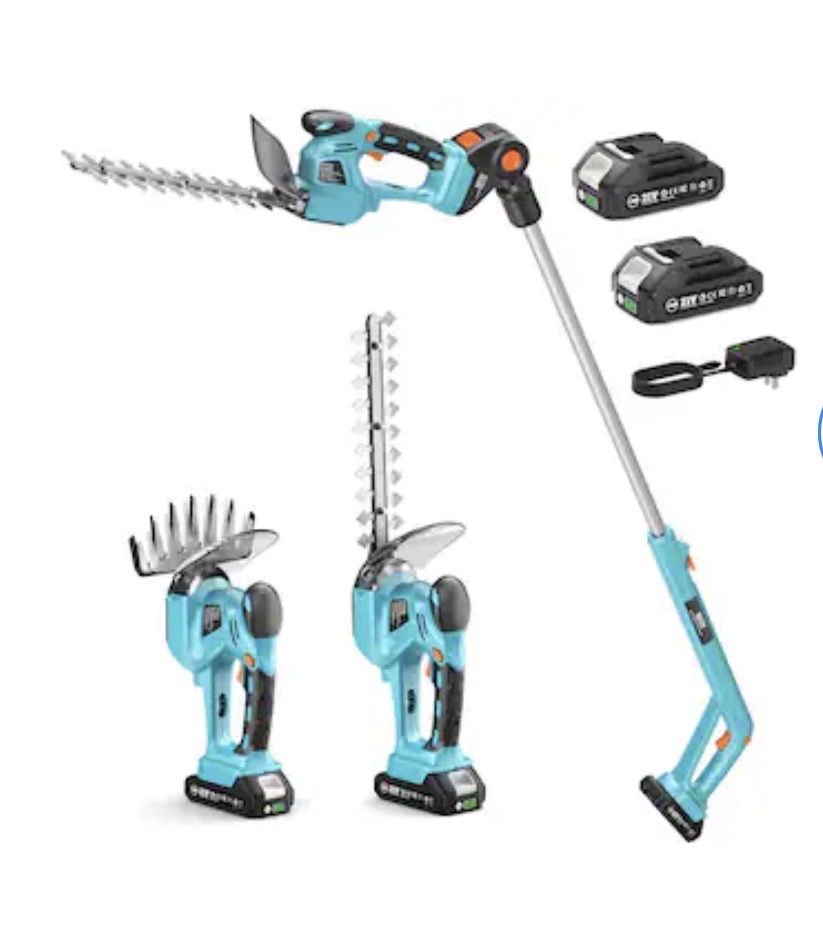 SeeSii Brushless Pole Hedge Trimmers 2-in-1 Cordless Grass Shears and 6 Inch Electric Bush Trimmer for Yard