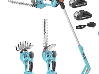 SeeSii Brushless Pole Hedge Trimmers 2-in-1 Cordless Grass Shears and 6 Inch Electric Bush Trimmer for Yard
