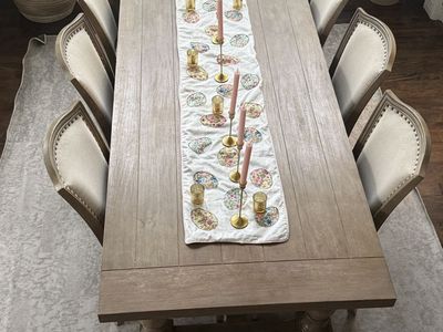 Dining room table & 7 upholstered chairs