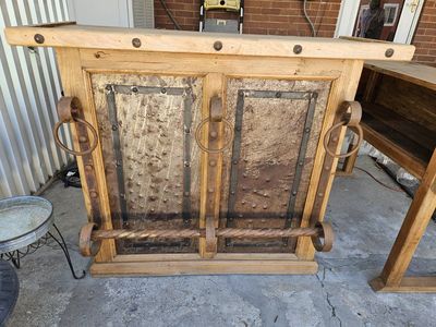 Rustic Wood Home Bar with Storage & Glass Rack - Unique Design
