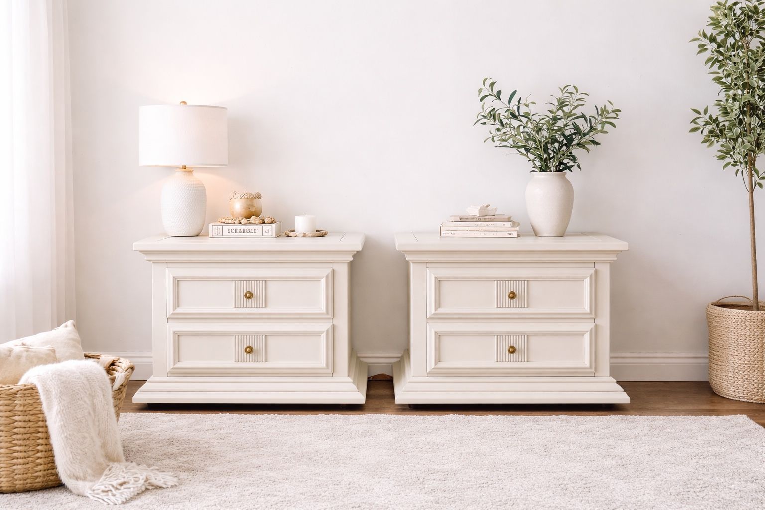 Link Taylor Designer Nightstands- Cream Finish
