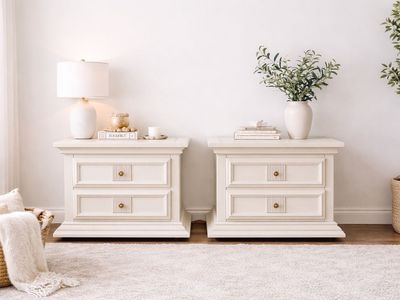 Link Taylor Designer Nightstands- Cream Finish